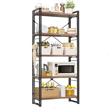XINYF オープンシェルフ ラック 5段 60×30×171cm(L5段茶色) Amazon｜XINYF オープンシェルフ ラック 5段 幅60奥行30高さ